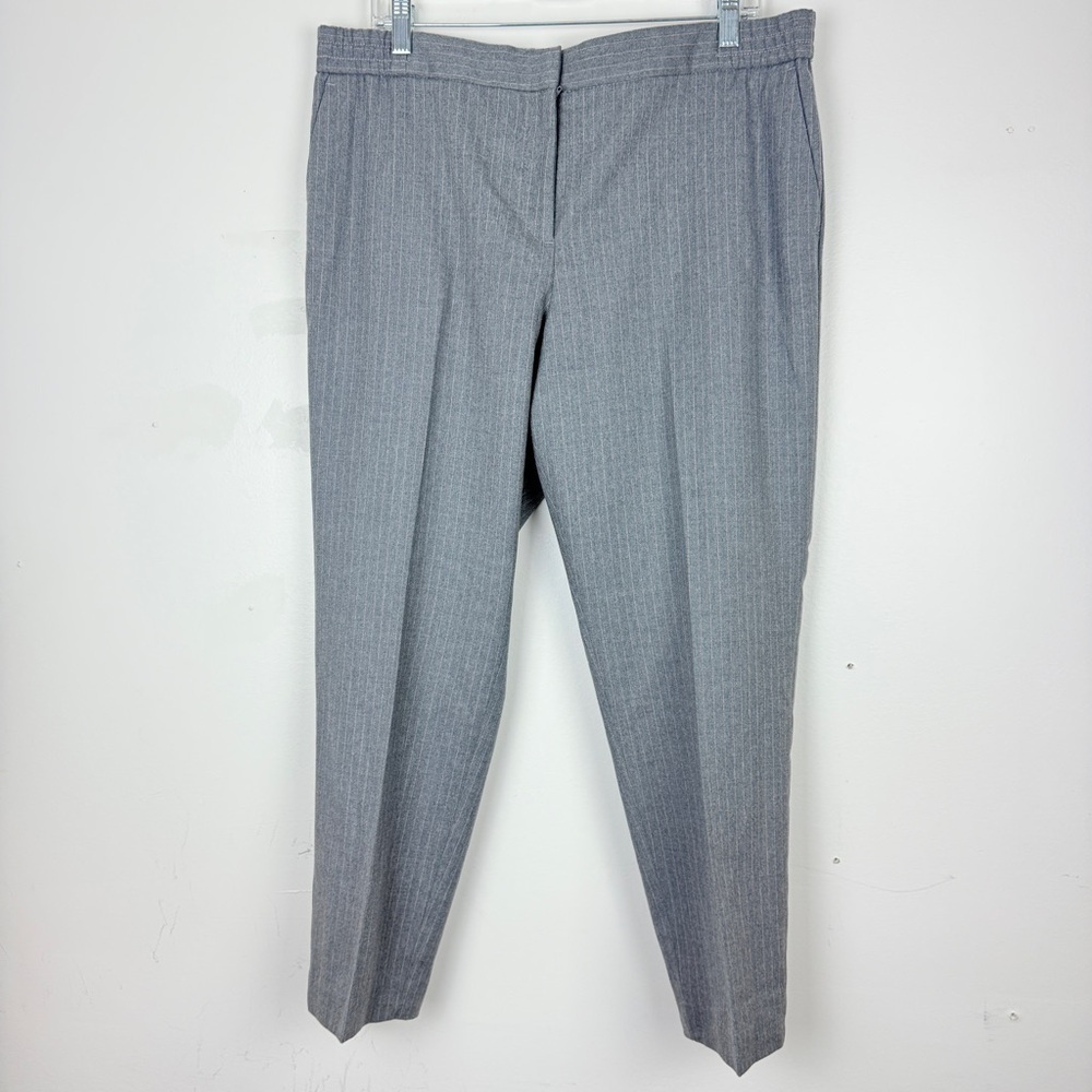 Talbots Gray Pinstripe Straight Dress Pants Petite Work Trousers Classic